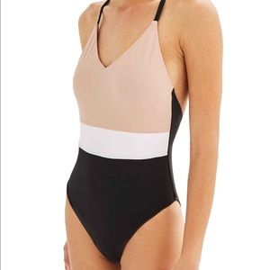Topshop Colorblock One Piece Bikini